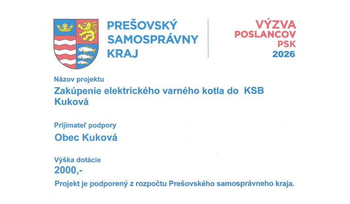 Zakúpenie elektrického vareného kotla do KSB Kuková