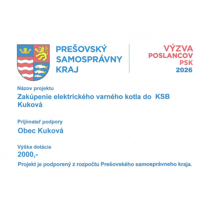 Zakúpenie elektrického vareného kotla do KSB Kuková